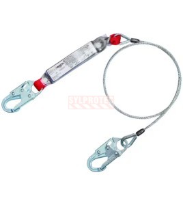 Protecta 3M shock-absorbing single lanyard in steel cable, 6 ft 1340401C