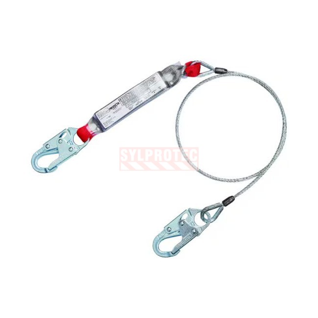 Protecta 3M shock-absorbing single lanyard in steel cable, 6 ft 1340401C
