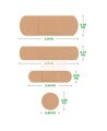 Illustration of the four Nexcare CS201-CA bandage formats, including a round bandage.
