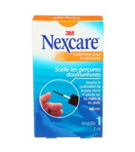 French-language front view of the Nexcare 112-CA liquid skin crack care package.