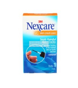 Emballage du traitement liquide Nexcare 112-CA pour gerçures, vue de face en anglais.