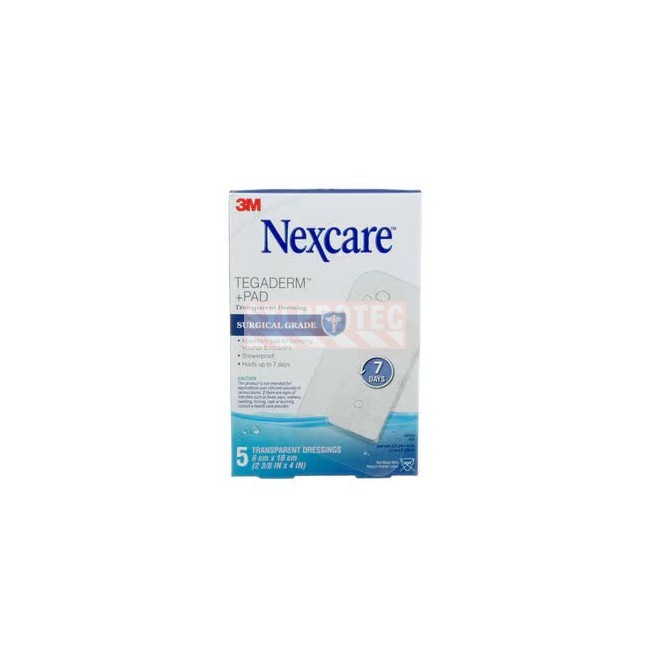 Nexcare Tegaderm + Pad H3584-CA box, 5 transparent dressings, English side