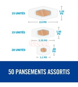 Diagram of the 3 sizes: 15 units 2.5 X 1.25 in, 15 units 2.25 X 1.06 in, 20 units 1.1 X 0.88 in