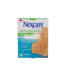 Nexcare ultra extensible flexible 576-30PB-CA box, 30 assorted bandages, French side