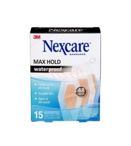 Boîte Nexcare Max Hold waterproof MHW-15-CA, 15 pansements assortis, face anglaise