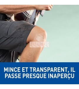 Pansement Nexcare MHW-15-CA sur un genou, mince et transparent
