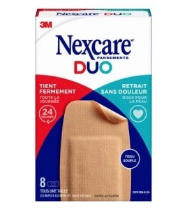 Boîte Nexcare Duo DSA-8-CA, 8 pansements genoux et coudes, face française