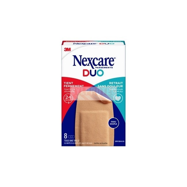 Boîte Nexcare Duo DSA-8-CA, 8 pansements genoux et coudes, face française