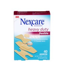 Nexcare heavy duty flexible HD202 box, 40 assorted bandages, English side