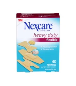 Boîte Nexcare heavy duty flexible HD202, 40 pansements assortis, face anglaise