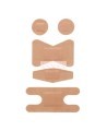 Five Nexcare HD202 fabric bandage shapes: rounds, knuckle, rectangular and fingertip