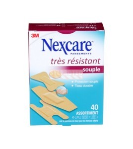Boîte Nexcare très résistant souple HD202, 40 pansements assortis, face française