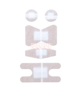 Silhouettes des cinq formes de pansements Nexcare HD202 avec compresse visible