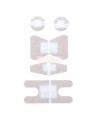 Silhouettes des cinq formes de pansements Nexcare HD202 avec compresse visible