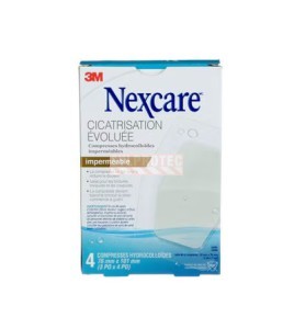 Boîte Nexcare cicatrisation évoluée imperméable AHD-06-CA, 4 compresses hydrocolloïdes 3 x 4 po, face française