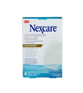 Boîte Nexcare cicatrisation évoluée imperméable AHD-06-CA, 4 compresses hydrocolloïdes 3 x 4 po, face française