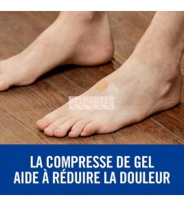 Pansement hydrocolloïde Nexcare AHD-06-CA sur un talon, la compresse de gel aide à réduire la douleur