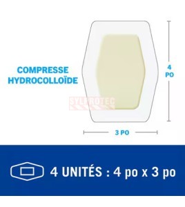Schéma de la compresse hydrocolloïde Nexcare AHD-06-CA, 4 unités de 4 x 3 po