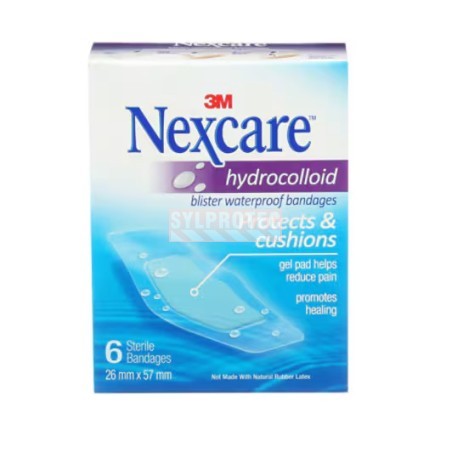 Nexcare hydrocolloid blister waterproof BWB-06-CA box, 6 sterile bandages 26 x 57 mm, English side