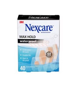 Nexcare Max Hold waterproof MHW-40-CA box, 40 assorted bandages, English side