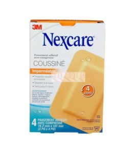 Boîte Nexcare coussiné imperméable AWP-34-CA, 4 pansements adhésifs avec compresse 76,2 x 101 mm, face française