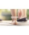 Heel wearing a Nexcare Duo DSA-8CP-CA bandage while walking
