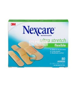 Nexcare ultra stretch flexible CS203-CA box, 80 assorted bandages, English side