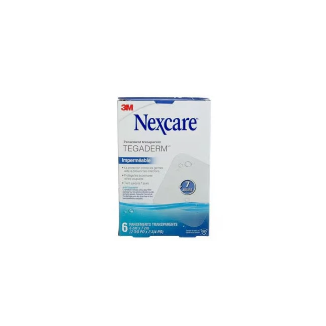 Boîte Nexcare Tegaderm pansement transparent imperméable H1624-06-CA, 6 pansements 6 x 7 cm, face française