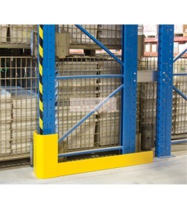 Kleton steel racking aisle protector, safety yellow - Configuration: 42 in upright, single left