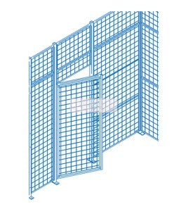 Kleton heavy-duty swing door for wire mesh partition, 4 X 7 ft, blue