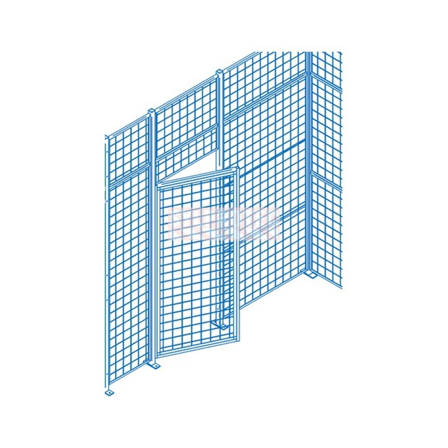 Kleton heavy-duty swing door for wire mesh partition, 4 X 7 ft, blue