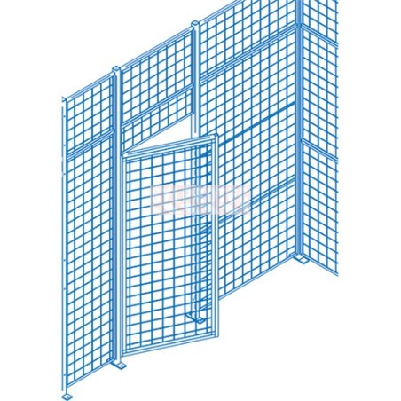 Porte battante robuste Kleton pour cloison grillagée, 4 X 7 pi, bleu