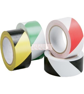 Ruban d'avertissement laminé PVC Incom, noir et jaune, 4 po X 108 pi