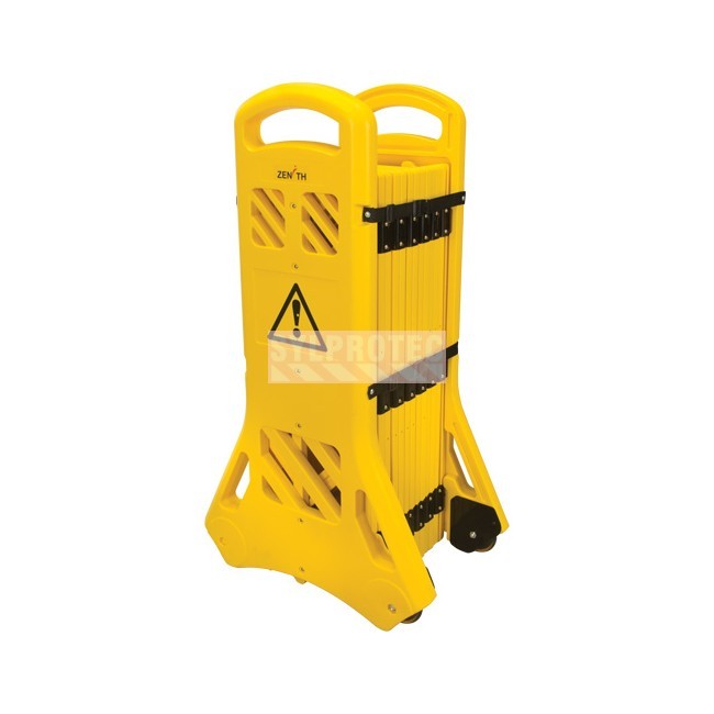 Barrière mobile portative Zenith, jaune, 40 po h X 13 pi