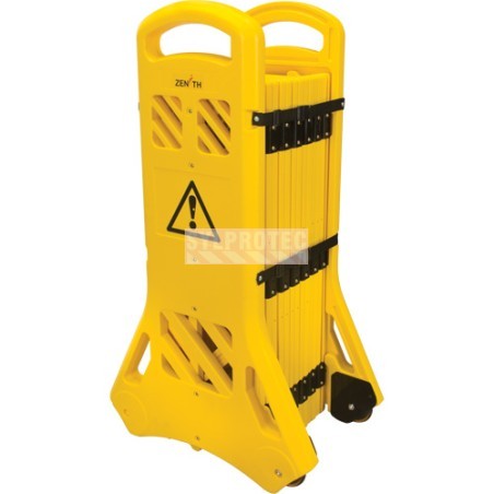 Barrière mobile portative Zenith, jaune, 40 po h X 13 pi