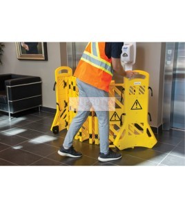 Zenith portable mobile barrier, yellow, 40 in H X 13 ft
