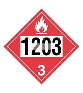 Class 3 UN 1203 TDG placard, adhesive vinyl, 10-3/4 in
