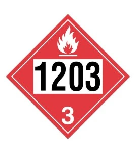 Class 3 UN 1203 TDG placard, adhesive vinyl, 10-3/4 in