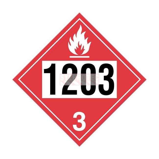 Placard TMD classe 3 UN 1203 en vinyle adhésif, 10-3/4 po