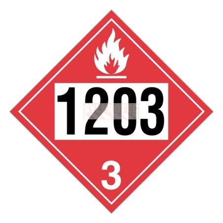 Class 3 UN 1203 TDG placard, adhesive vinyl, 10-3/4 in