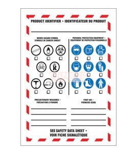 Justrite Accuform bilingual WHMIS label, vinyl, 5 X 3-1/2 in