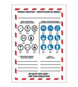 Justrite Accuform bilingual WHMIS label, vinyl, 5 X 3-1/2 in