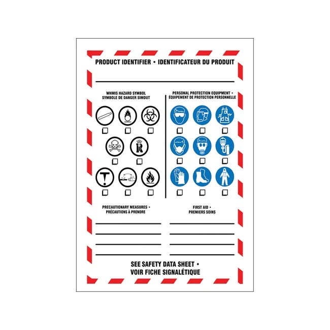 Justrite Accuform bilingual WHMIS label, vinyl, 5 X 3-1/2 in