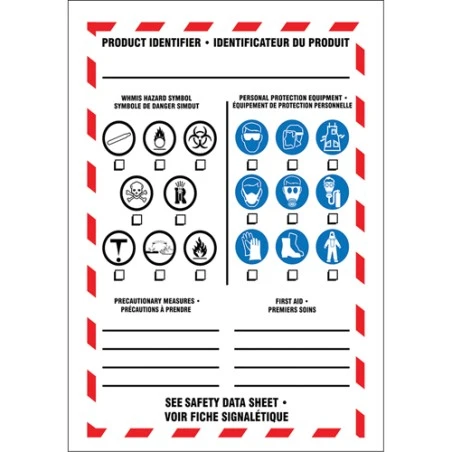 Justrite Accuform bilingual WHMIS label, vinyl, 5 X 3-1/2 in