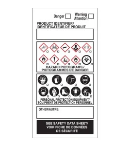 Brady self-laminating WHMIS labels, vinyl, 4 X 2 in, pack of 25