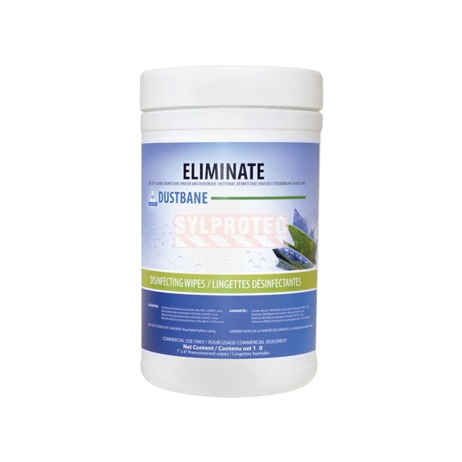 Dustbane Eliminate virucide wipes 7 X 8 in, canister of 180