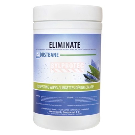 Lingettes virucides Dustbane Eliminate 7 X 8 po, contenant de 180