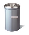 Justrite Cease-Fire steel waste can, grey, aluminum head