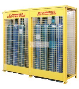 Armoire grillagée Kleton pour bouteilles de gaz comprimé, jaune