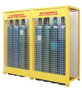 Kleton gas cylinder cabinet for compressed gas cylinders, yellow